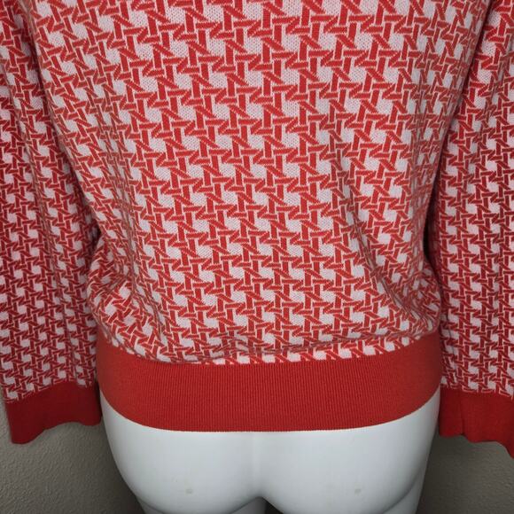 LOFT OUTLET Printed Button Up Cardigan Orange & White Size XL - Picture 12 of 14
